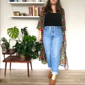 Flower long floor length Kimono robe cover up